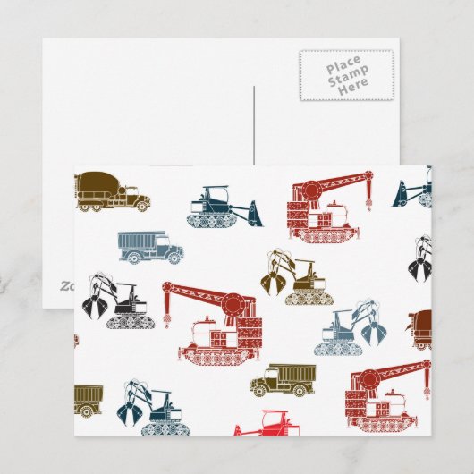 Baufahrzeugmuster Postkarte (Vorne/Hinten)