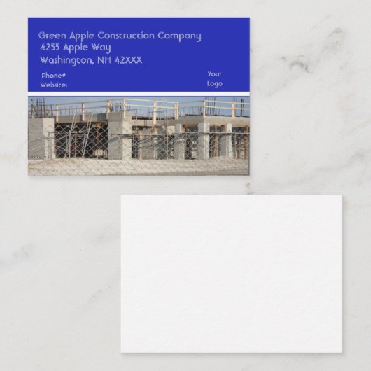 Baufirma Blue Visitenkarte (Vorne/Hinten)