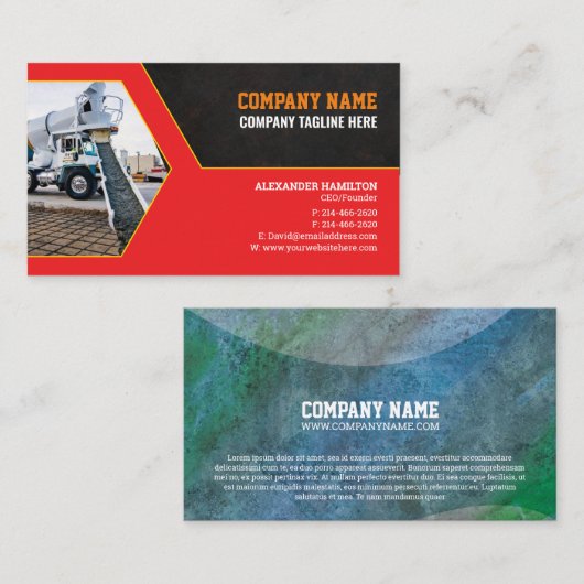 Baufirma Business Card (Beton) Visitenkarte (Vorne/Hinten)