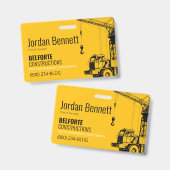 Baufirma, Gelb- und Schwarzkrandesign Ausweis (Vorder- & Rückseite)