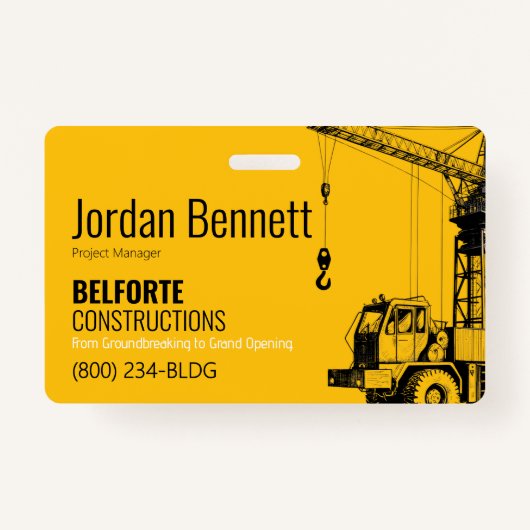 Baufirma, Gelb- und Schwarzkrandesign Ausweis (Vorderseite)