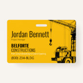 Baufirma, Gelb- und Schwarzkrandesign Ausweis (Rückseite)