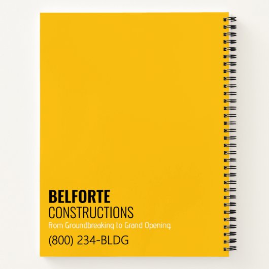 Baufirma, Gelb- und Schwarzkrandesign Notizblock (Rückseite)