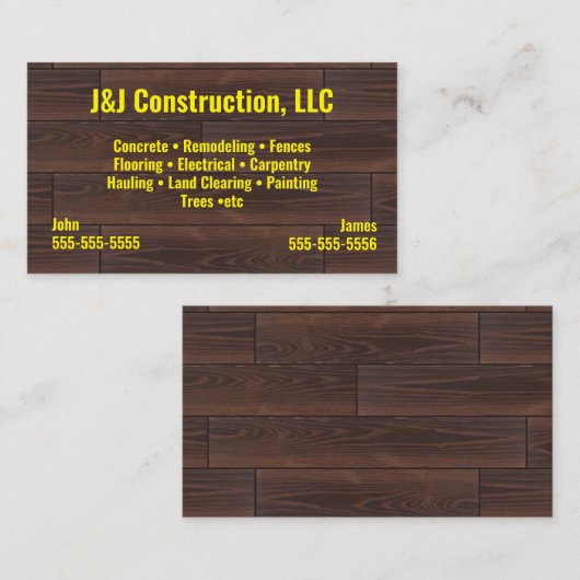 Baufirma Holding Business Card Visitenkarte (Vorne/Hinten)