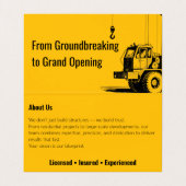 Baufirma mit fett Branding Design geklappt Visitenkarten (Innenseite Aufgefaltet)