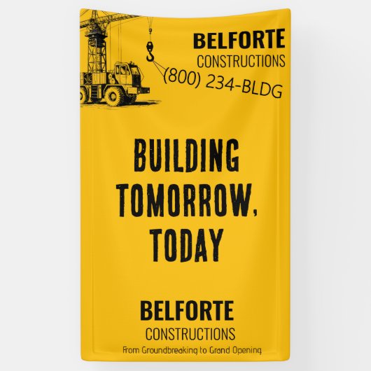 Baufirma | Yellow Crane Industrial Banner (Vertikal)