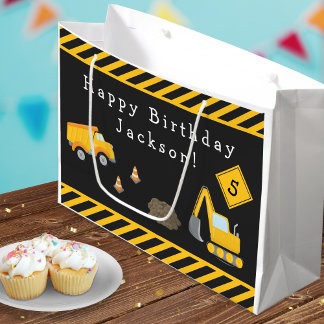 Baufreudigkeit Geburtstag mit Name und Alter Junge Große Geschenktüte