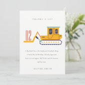 Baugabelfahrzeug jedes Alter zum Geburtstag Dankeskarte (Stehend Vorderseite)