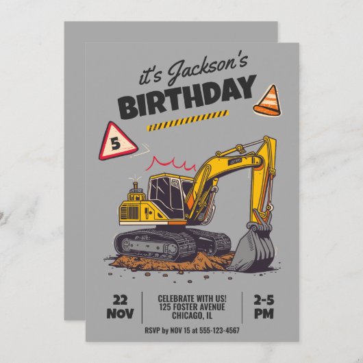 Baugeachtete Geburtstagspartei Einladung (Vorne/Hinten)