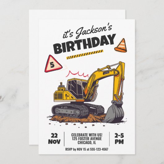 Baugeachtete Geburtstagspartei Einladung (Vorne/Hinten)