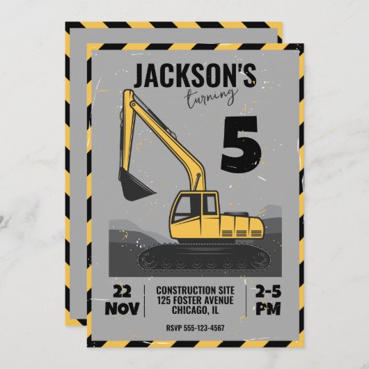 Baugeachtete Geburtstagspartei Einladung (Vorne/Hinten)