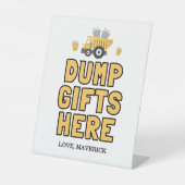 Baugelbe Boys Dump Truck Geburtstag Sockelschild (Vorderseite)