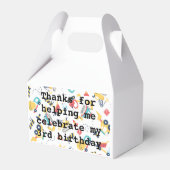 Baugelbe LKWs 3. Geburtstag Geschenkschachtel (Rückseite)