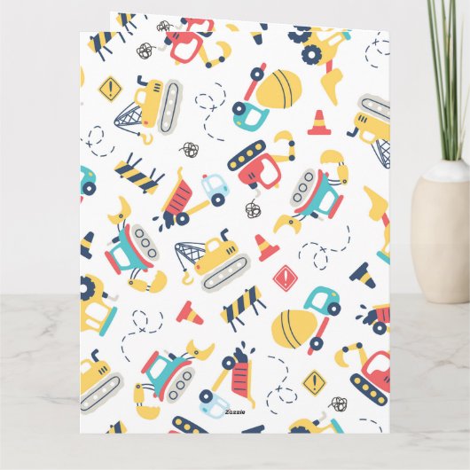 Baugelbe LKWs 3. Geburtstag Karte (Rückseite)