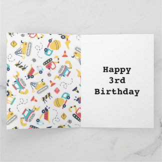 Baugelbe LKWs 3. Geburtstag Karte