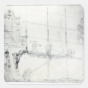 Baugerüste außerhalb des Craig House Quadratischer Aufkleber