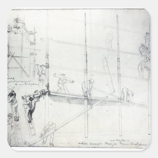 Baugerüste außerhalb des Craig House Quadratischer Aufkleber (Vorderseite)