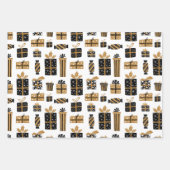 Baugeschenke und Weihnachtssterne Muster Geschenkpapier Set (Vorderseite)