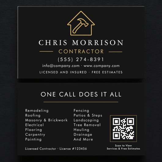 Baugesellschaft Black Gold QR Code Visitenkarte