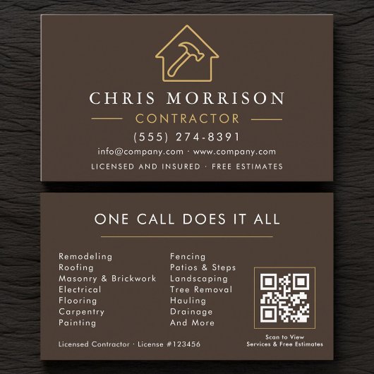 Baugesellschaft Brown Gold QR Code Visitenkarte