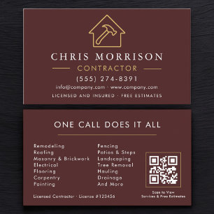 Baugesellschaft Burgund Gold QR Code Visitenkarte