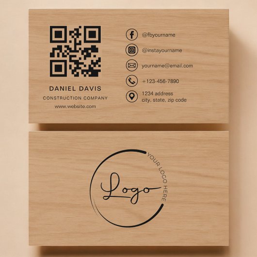 Baugesellschaft Holz Professioneller QR-Code Visitenkarte