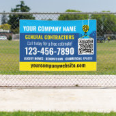 Baugesellschaft QR-Code Navy Blau Werbeartikel Banner (Insitu)