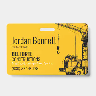 Baugesellschaft, Yellow & Black Crane Design  Ausweis