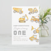 Baugewerbe 1. Geburtstag Einladung (Stehend Vorderseite)