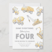 Baugewerbe 4. VIER Geburtstagsparty Einladung (Vorderseite)