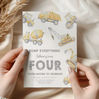 Baugewerbe 4. VIER Geburtstagsparty Einladung