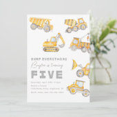 Baugewerbe 5. Geburtstag Einladung (Stehend Vorderseite)