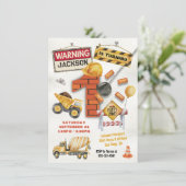 Baugewerbe am Geburtstag, die einen Wrackball verw Einladung (Stehend Vorderseite)