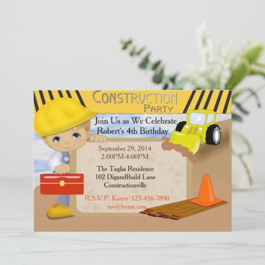 Baugewerbe Einladung (Stehend Vorderseite)