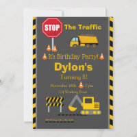 Baugewerbe Einladung am Geburtstag, Bull Dozer Inv