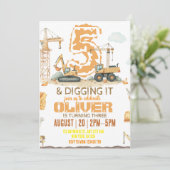 Baugewerbe Einladung | Digger Truck 3r (Stehend Vorderseite)