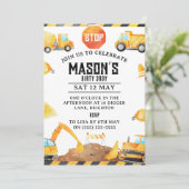 Baugewerbe Einladung zum Geburtstag - bearbeitbare (Stehend Vorderseite)