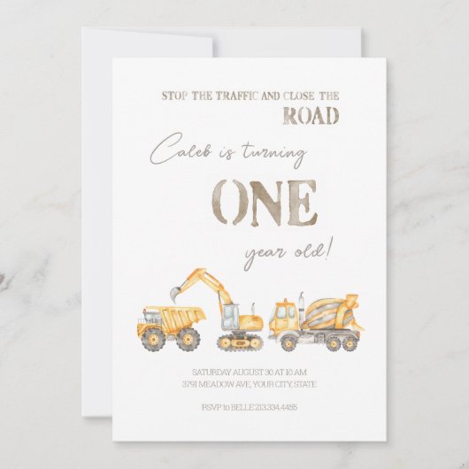 Baugewerbe erste Geburtstagseinladung Einladung (Vorderseite)