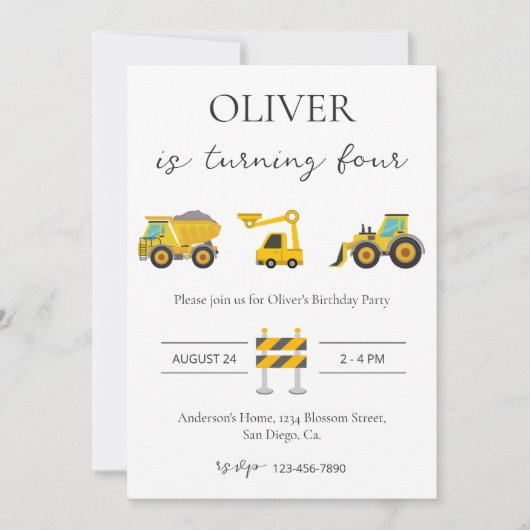 Baugewerbe Geburtstag Einladung (Vorderseite)