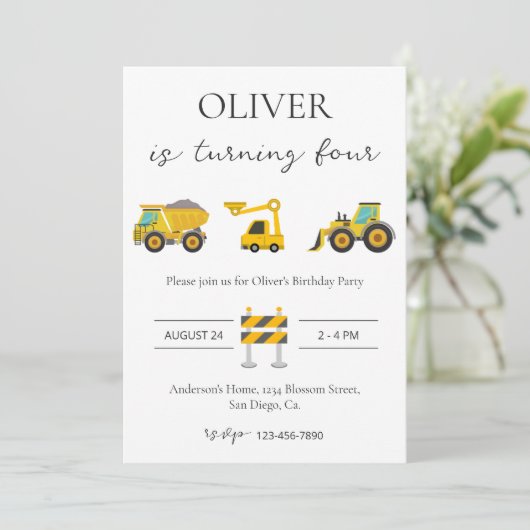 Baugewerbe Geburtstag Einladung (Stehend Vorderseite)