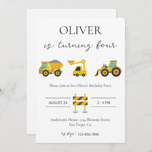 Baugewerbe Geburtstag Einladung (Vorne/Hinten)