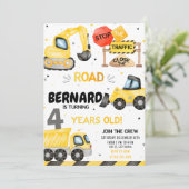 Baugewerbe Geburtstag Einladung Dump Truck Party (Stehend Vorderseite)