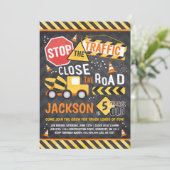 Baugewerbe Geburtstag Einladung Dump Truck Party (Stehend Vorderseite)