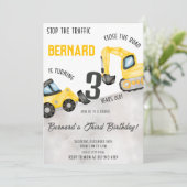 Baugewerbe Geburtstag Einladung Dump Truck Party (Stehend Vorderseite)