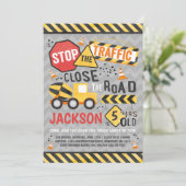 Baugewerbe Geburtstag Einladung Dump Truck Party (Stehend Vorderseite)