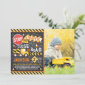 Baugewerbe Geburtstag Einladung Dump Truck Party (Stehend Vorderseite)