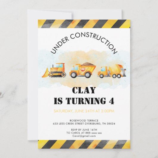 Baugewerbe Geburtstag Einladung Lkw Geburtstag (Vorderseite)