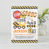 Baugewerbe Geburtstag Einladung Trucker Party (Stehend Vorderseite)