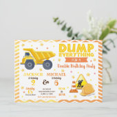 Baugewerbe Gemeinsame Geburtstagseinladung Geschwi Einladung (Stehend Vorderseite)