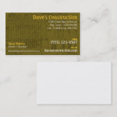Baugewerbe-Karte Visitenkarte (Vorne/Hinten)